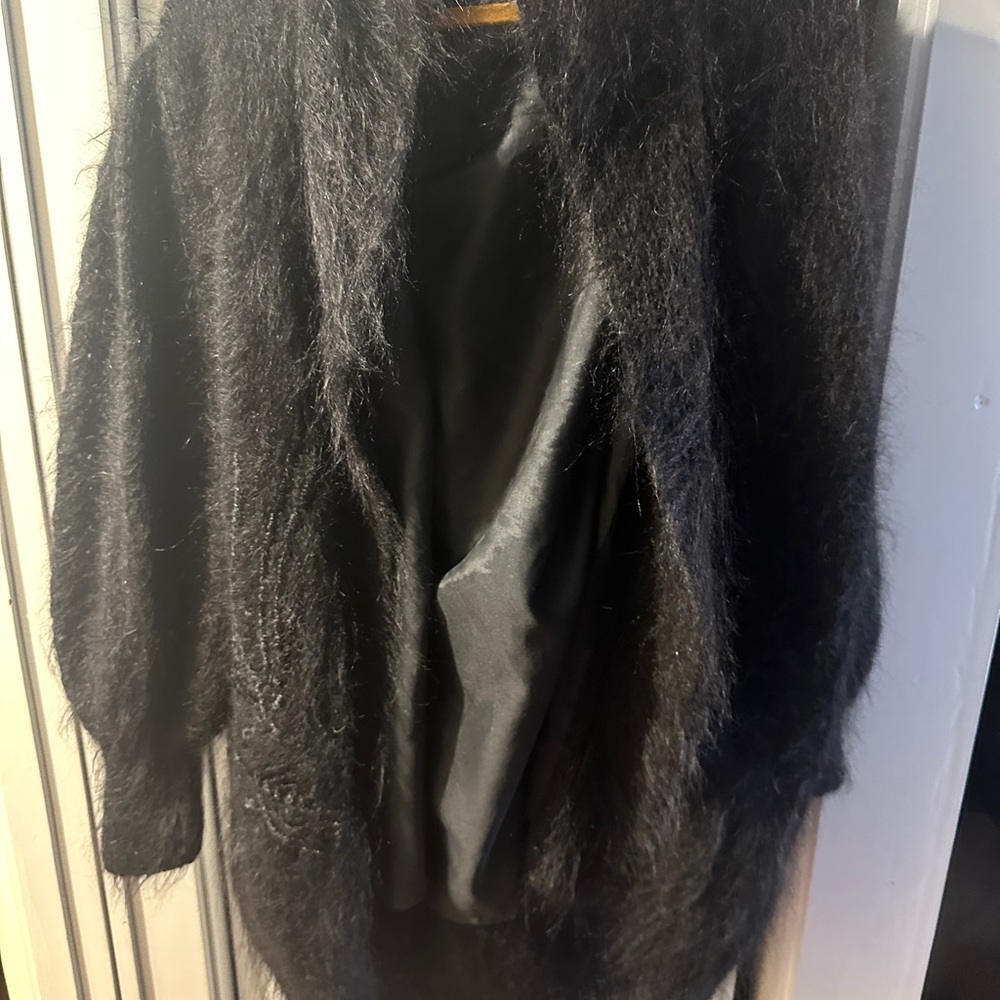 Aquarelle de Dominique Black Fuzzy Cardigan